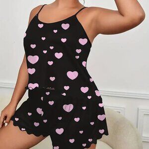 BOGO PLUS SIZE 2X 3X 4X Lettuce Trim Cami Top & Shorts Pajama  PJ Two Pi…